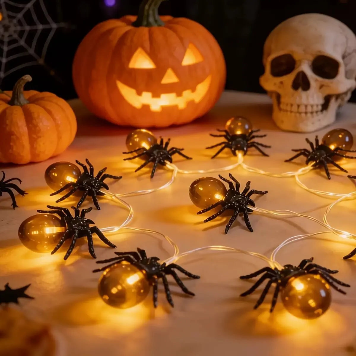 10 LED spider string lights for Halloween party decor