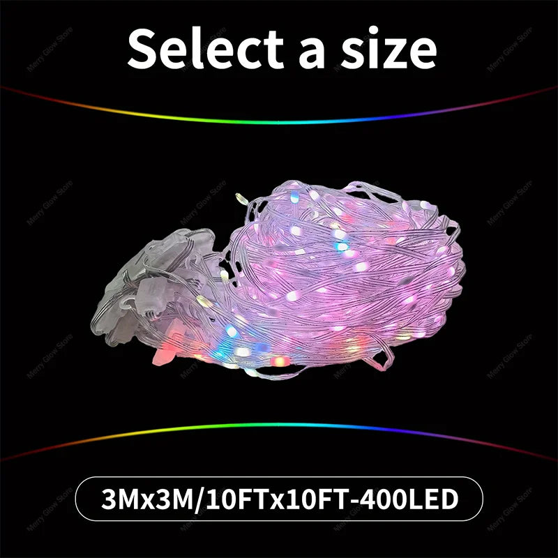 256/400 LED smart Christmas curtain lights with app