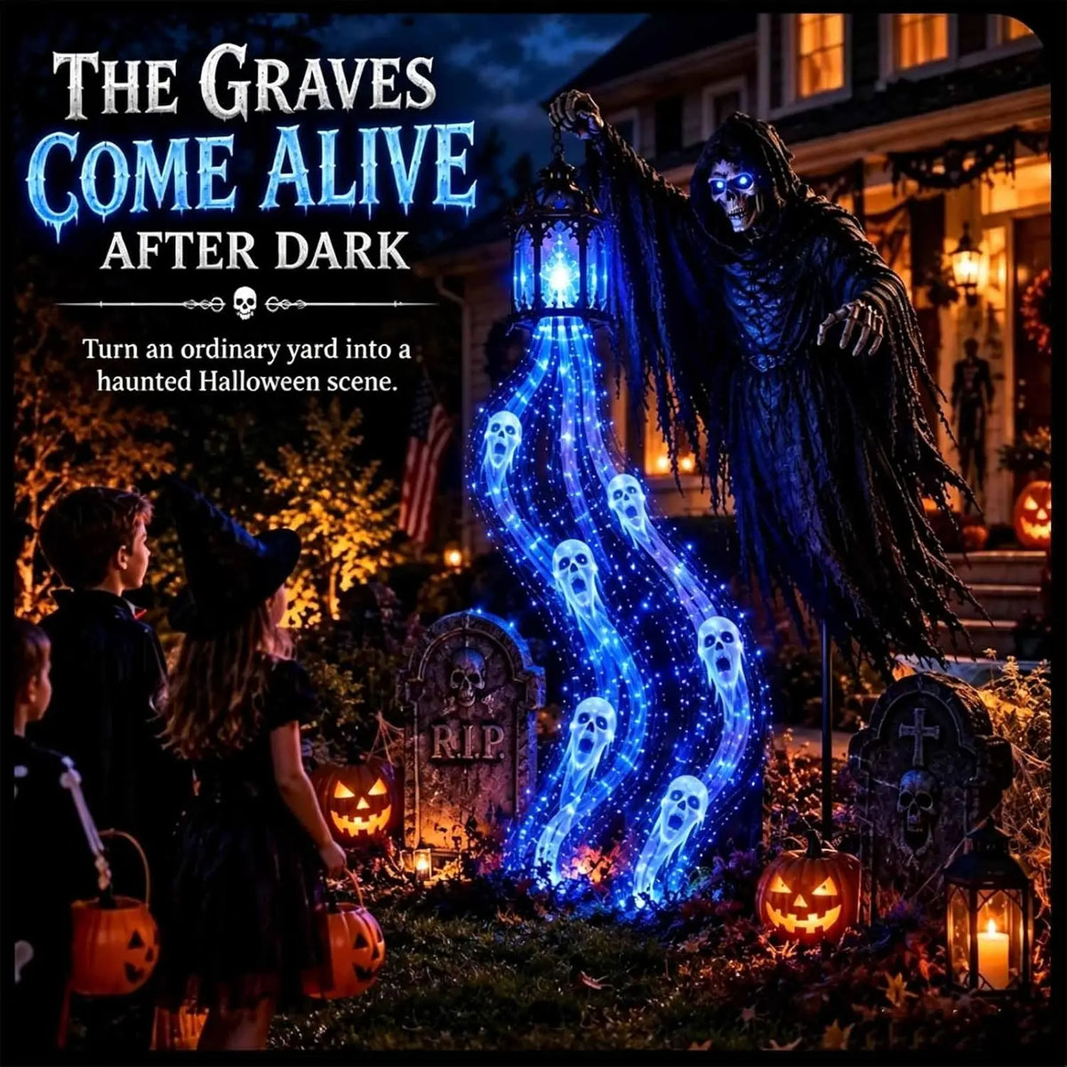 Animated Halloween soul harvester garden stake light