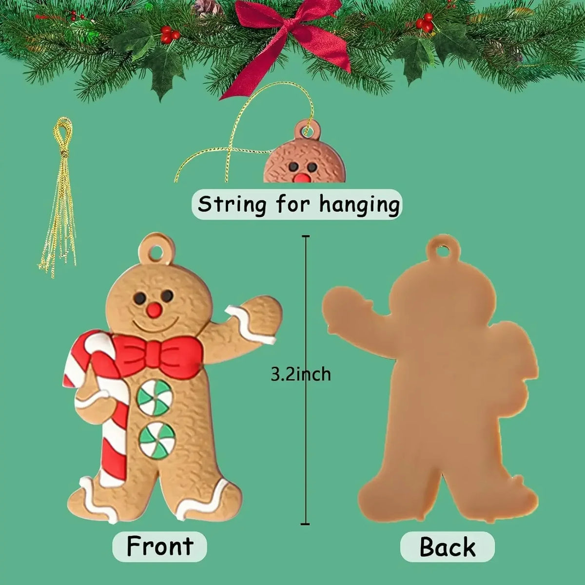 Gingerbread man Christmas tree ornaments assorted set