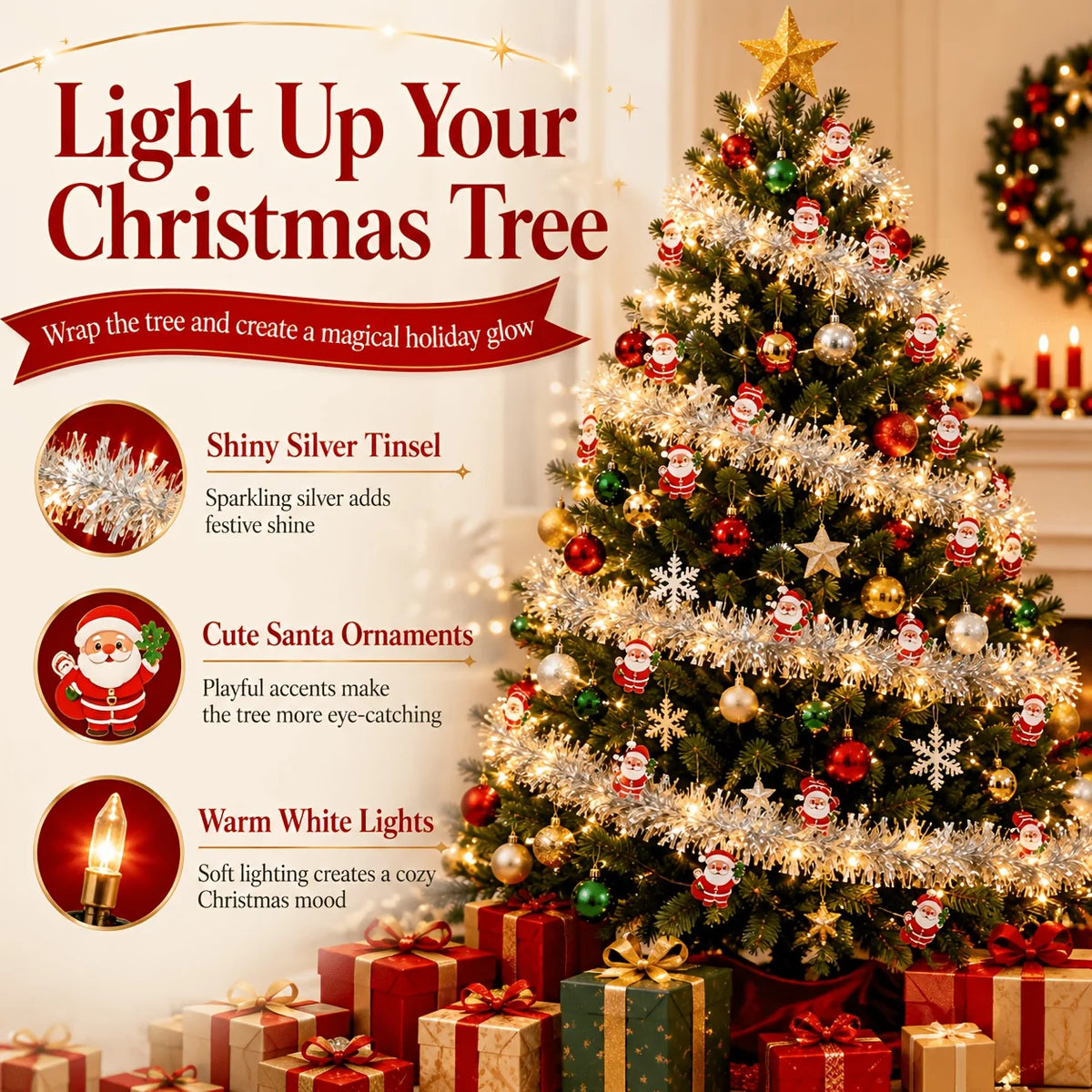 LED Santa snowflake and snowman Christmas rope lights