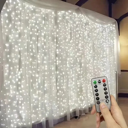 USB Christmas curtain lights with remote and 8 modes