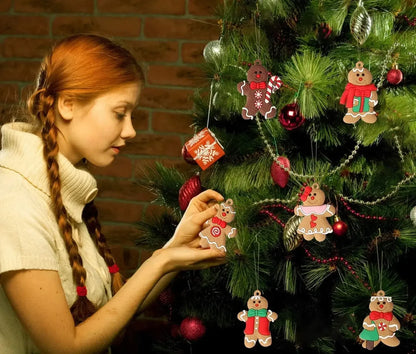 Gingerbread man Christmas tree ornaments assorted set
