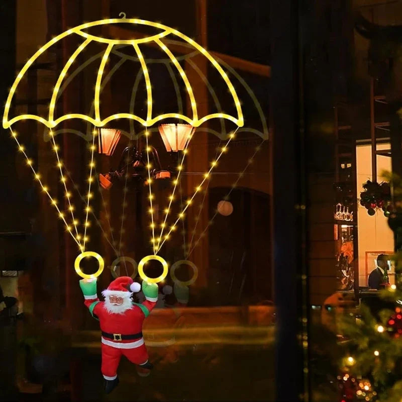 USB Santa Claus parachute Christmas lights for outdoor decor