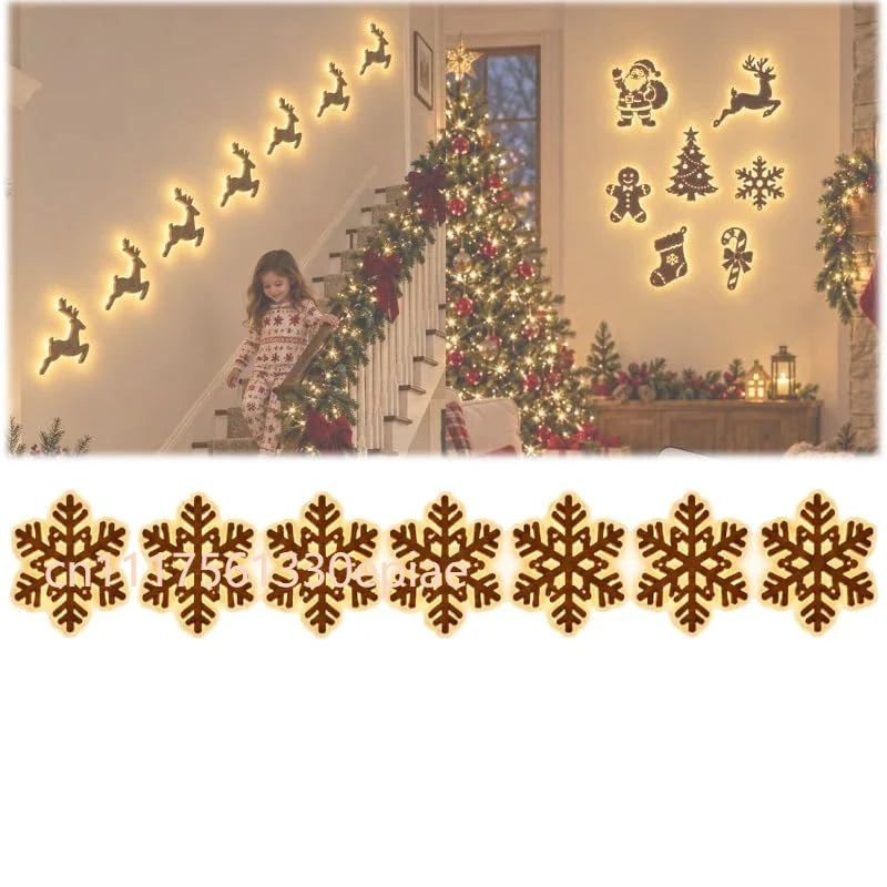 7-piece LED reindeer wall Christmas decorations