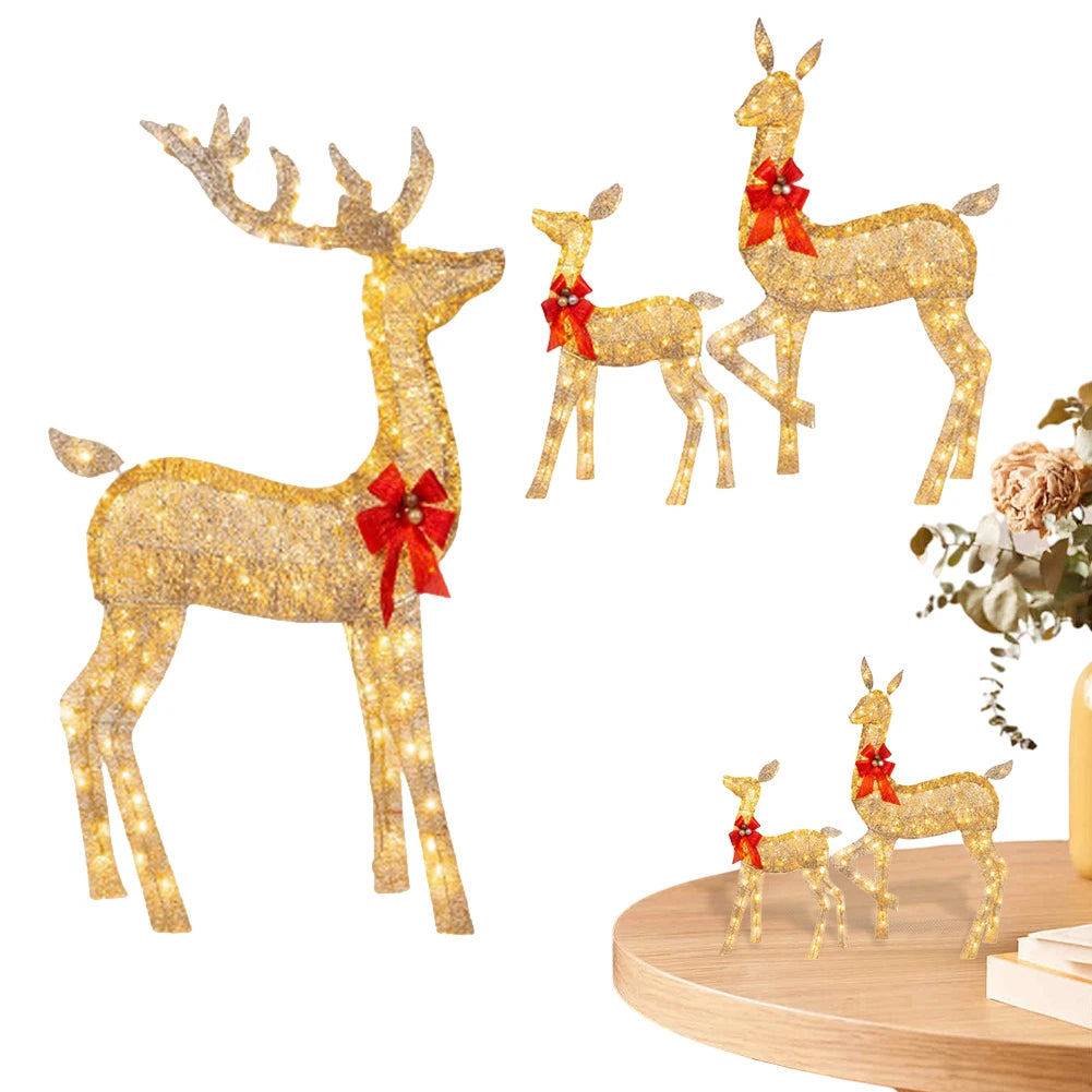 3-piece LED light-up reindeer Christmas yard decor