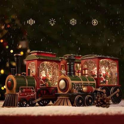 Santa and snowman Christmas train crystal ball table decor