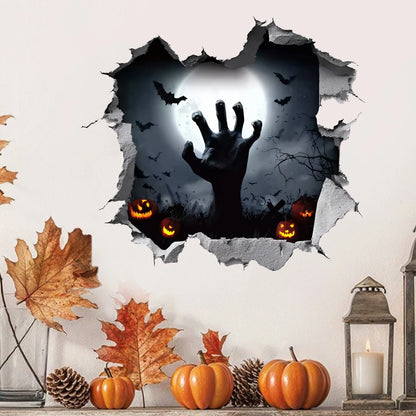Cracked wall zombie hand Halloween sticker decoration