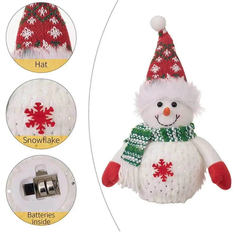 Light-up snowman Christmas figurine with snowflake decor