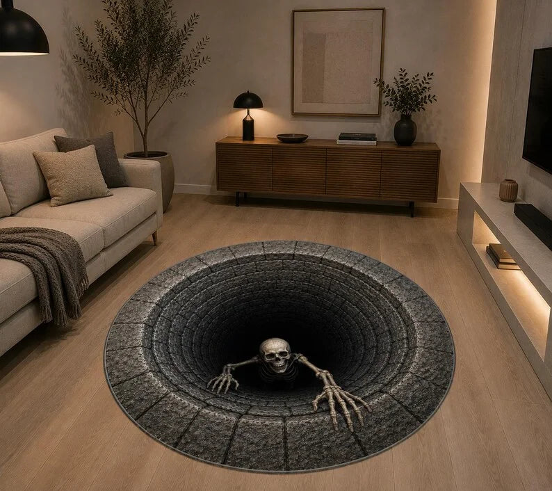 Halloween ghost and bat 3D optical illusion non-slip rug