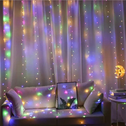 USB Christmas curtain lights with remote and 8 modes