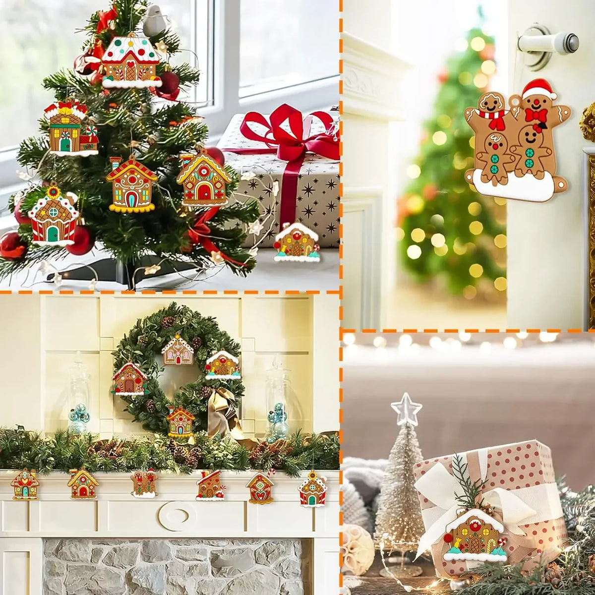 Gingerbread man Christmas tree ornaments assorted set