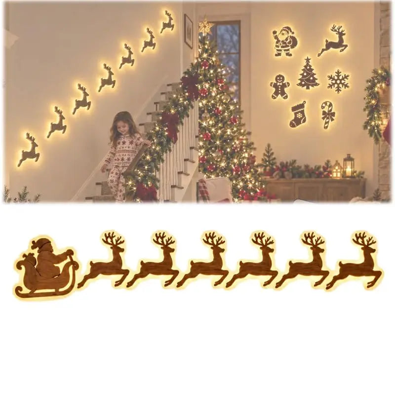 7-piece LED reindeer wall Christmas decorations