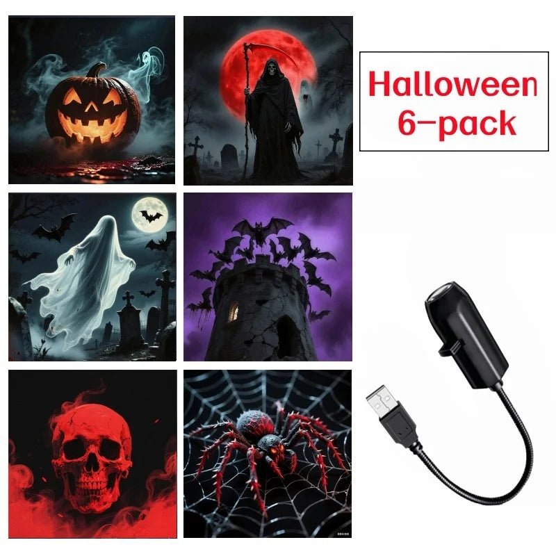 USB LED Halloween projection lamp with ghost and spider patterns