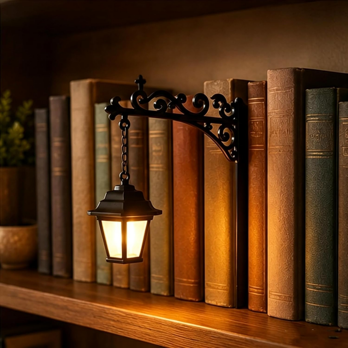 Harry Potter Inspired Book Nook Lantern Halloween Bookshelf LED Decor